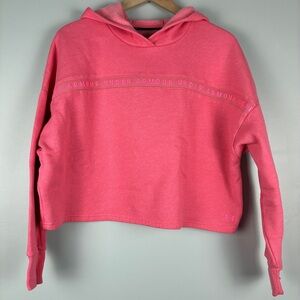 Under Armour Women's Pink Cropped Hoodie Medium‎ Oversized Athleticwear Casual